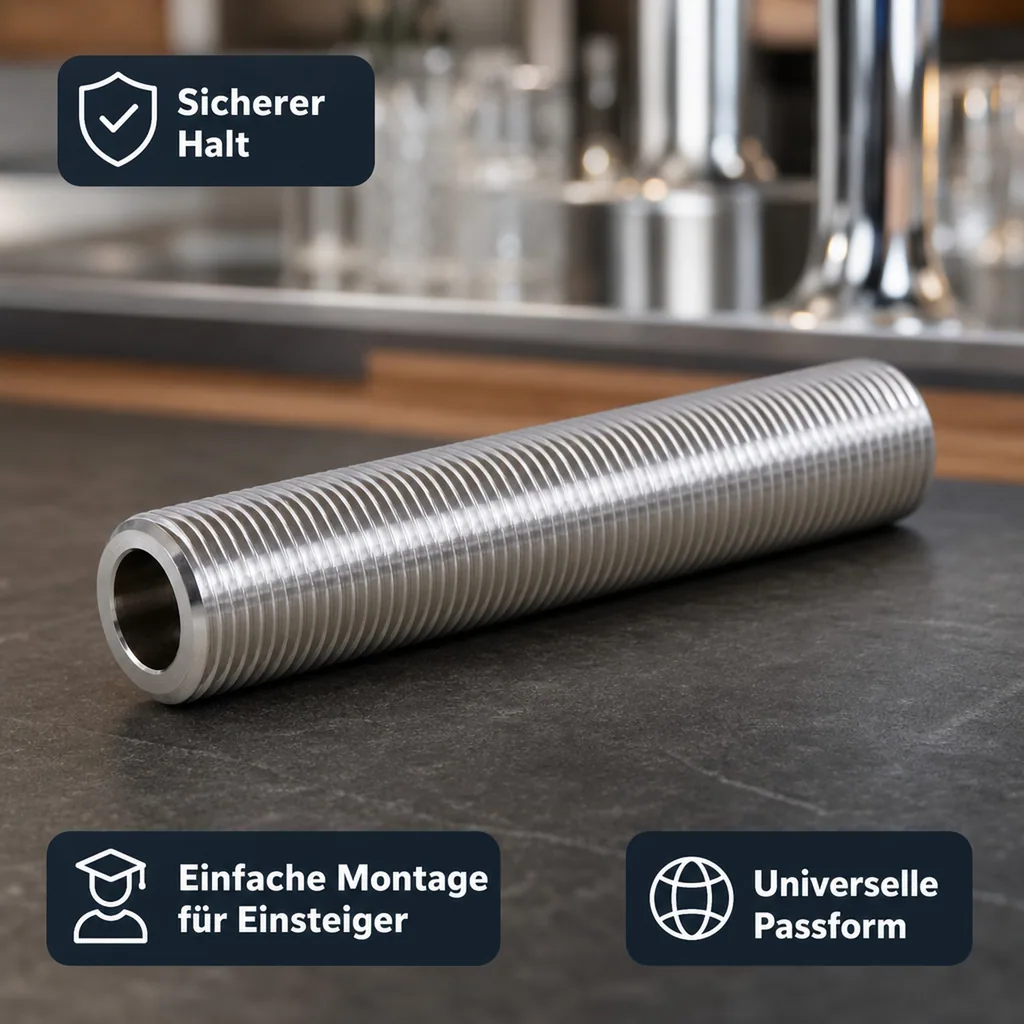 Durchgangsstutzen, Schankhahnstutzen für Zapfanlage, Bierzapfanlage 5/8" Gewinde, 110mm