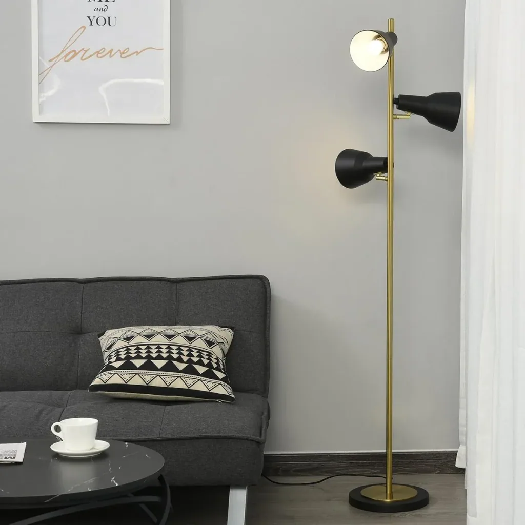 Stehlampe mit 3 Lampenschirmen bronze