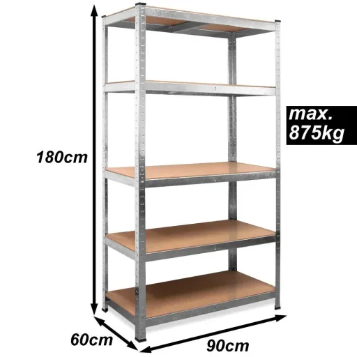 Schwerlast-Metall-Lagerregal / Regaleinheit, 5 Böden 875kg Tragkraft 180x90x60 cm 175kg pro Boden