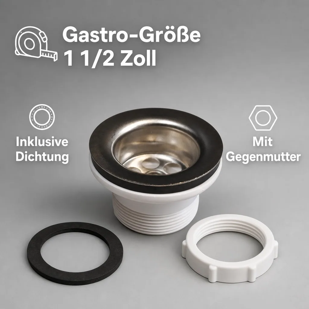 Ablaufventil 1 1/2 Zoll für Spülbecken und Spülwannen