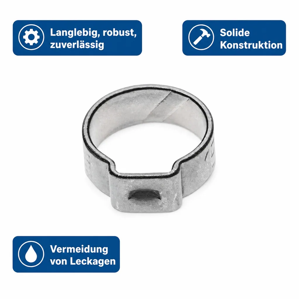 1-Ohr-Schlauchklemme für NW 7 mm, verzinkt, 100 Stück