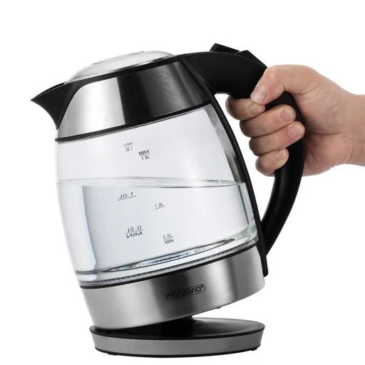 Wasserkocher schwarz/silber Glas 1.8L