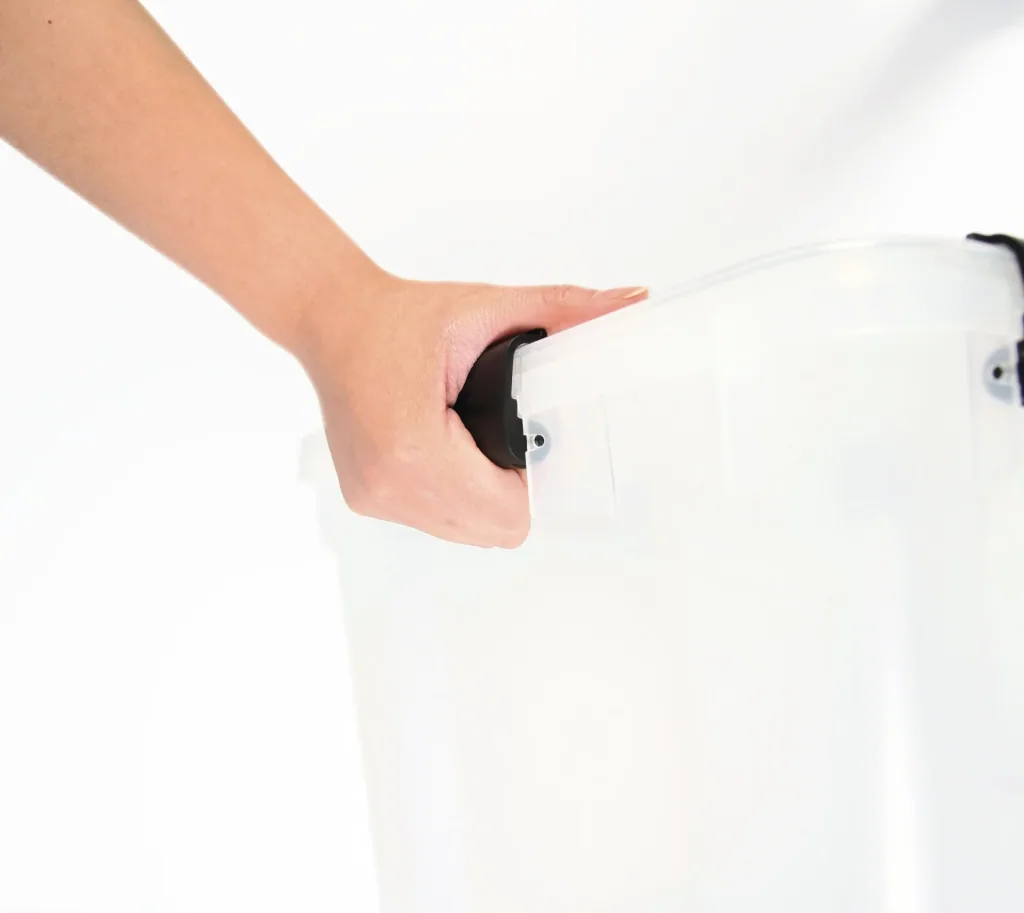Wasserdichte Aufbewahrungsbox, transparent, 50 Liter