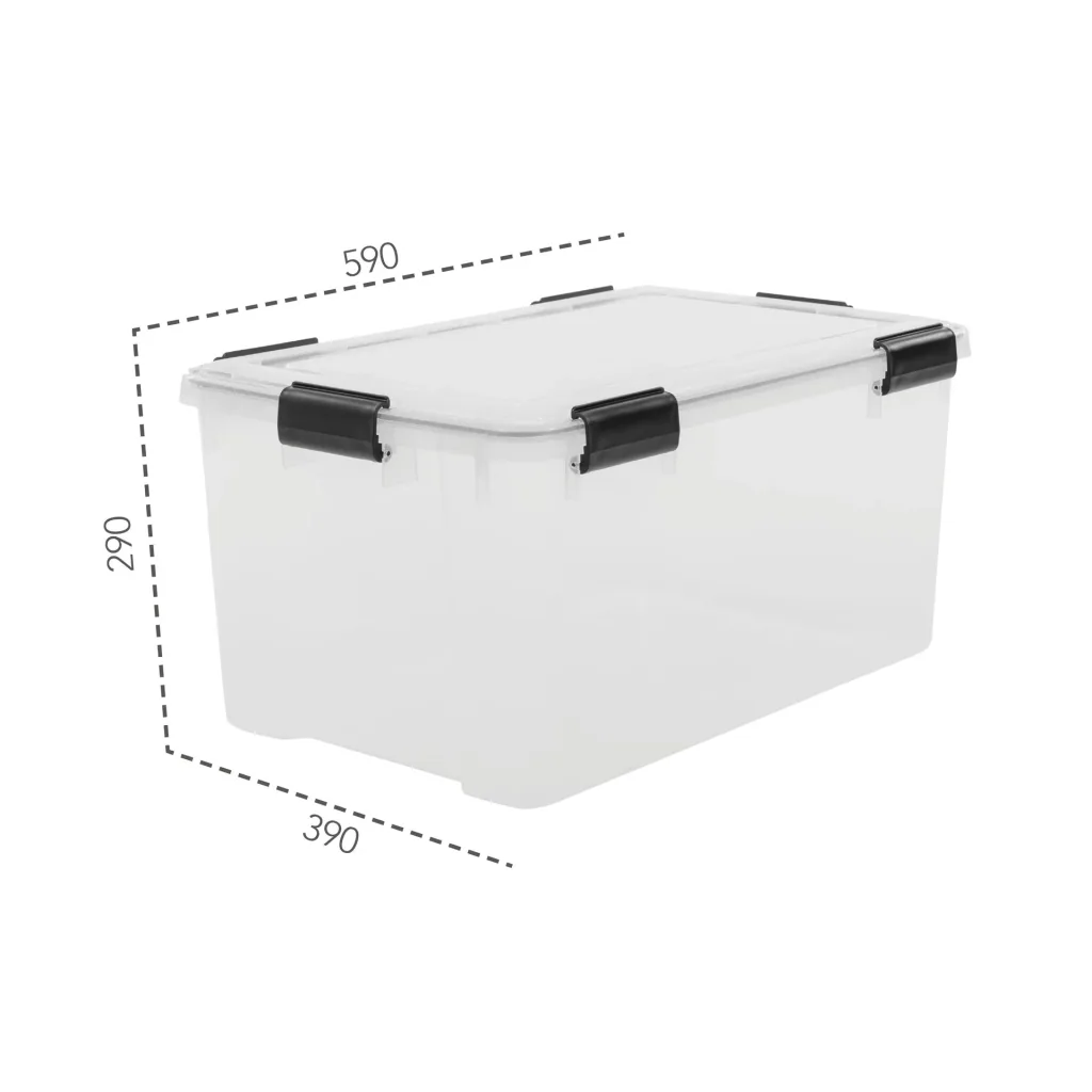 Wasserdichte Aufbewahrungsbox, transparent, 50 Liter