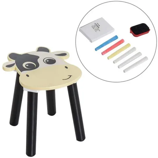 Kindermaltisch Schreibtisch Kinder Tisch Stuhl Spieltisch Kuh mit Tafel 60x40x60cm