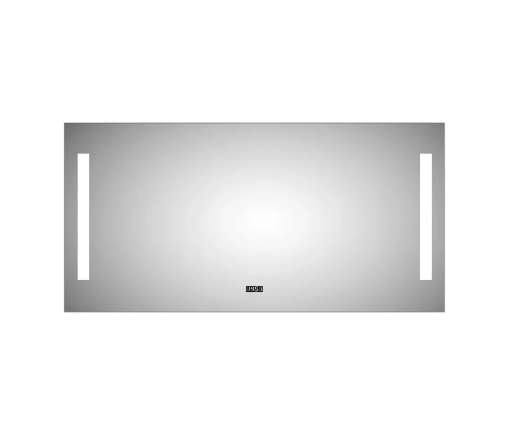 Badezimmerspiegel mit Beleuchtung, "Star" - 120 x 60 cm - Lichtfarbe neutralweiß - Digitaluhr