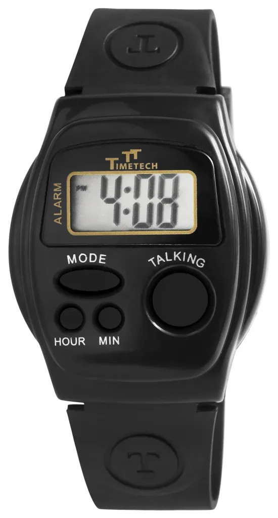 Sprechende Digitaluhr mit Alarm und Silikonarmband