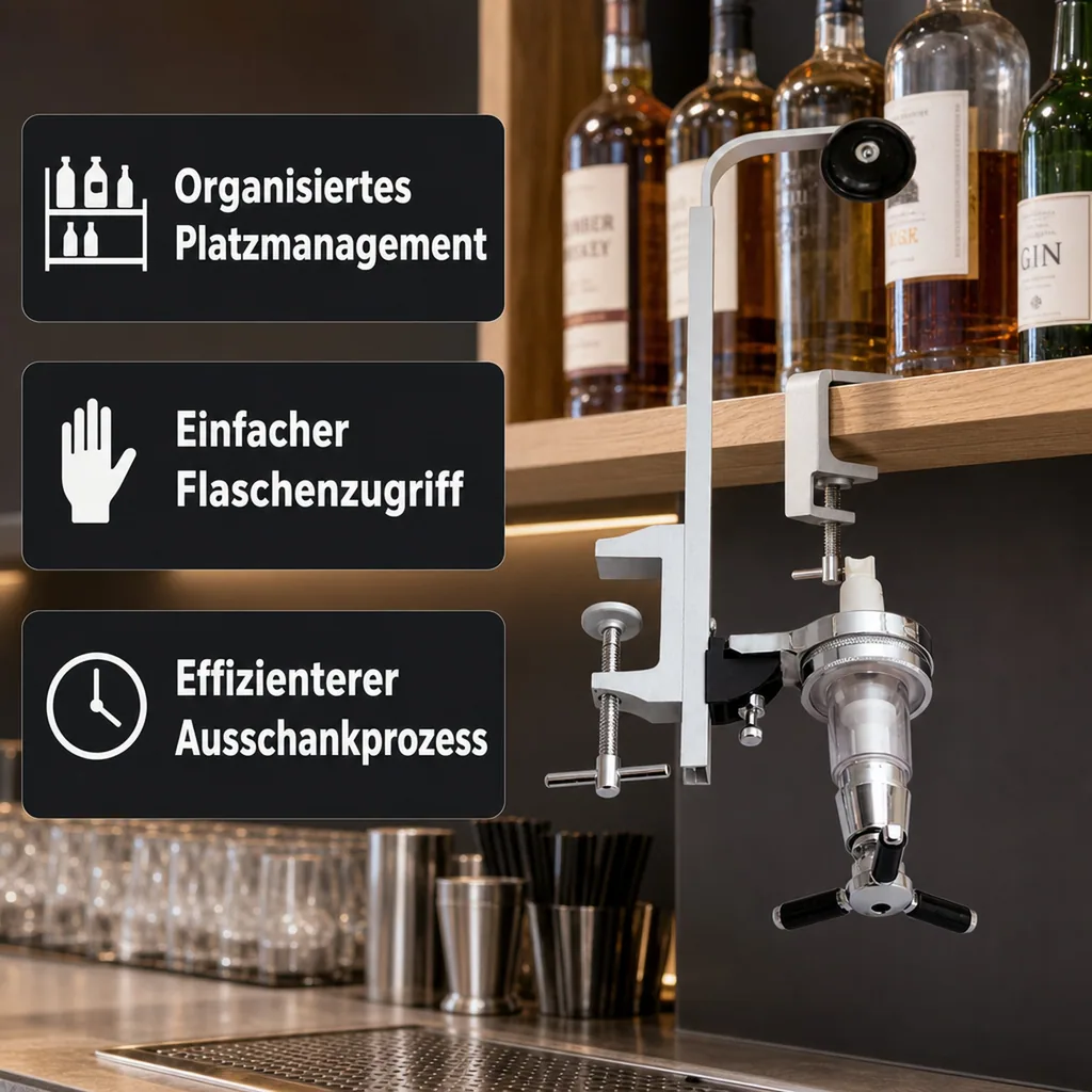 Portionierer, Flaschen - Regalhalterung 2,0 cl (20 ml) für Flaschen 0,7 - 1,0 Liter - Platzsparend mit Regalhalter