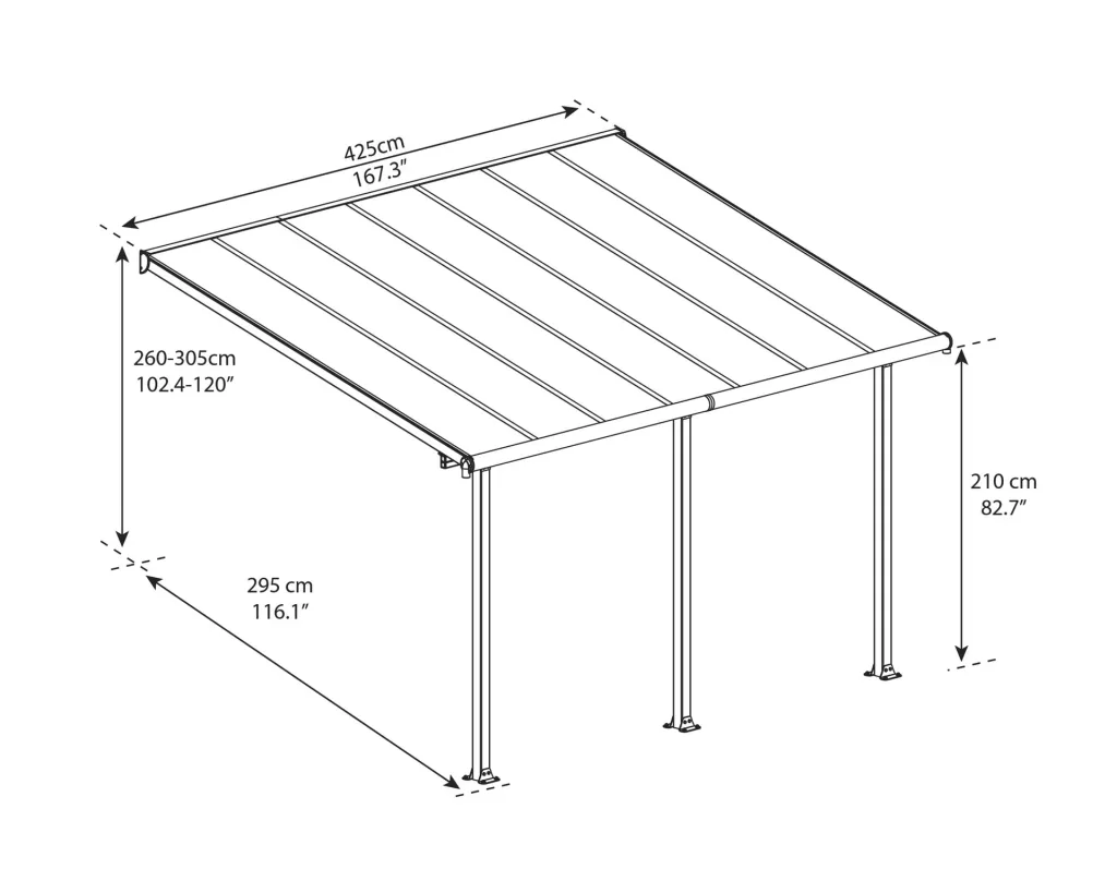 Terrassendach „Olympia“, Weiß, 3 x 4,25 m