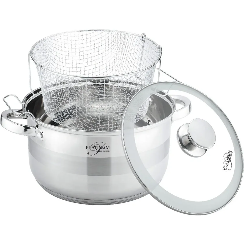 Fritteuse 3 Stück - Edelstahl - Induktionsfritteuse - Ø24×14,5 cm - 6,6L