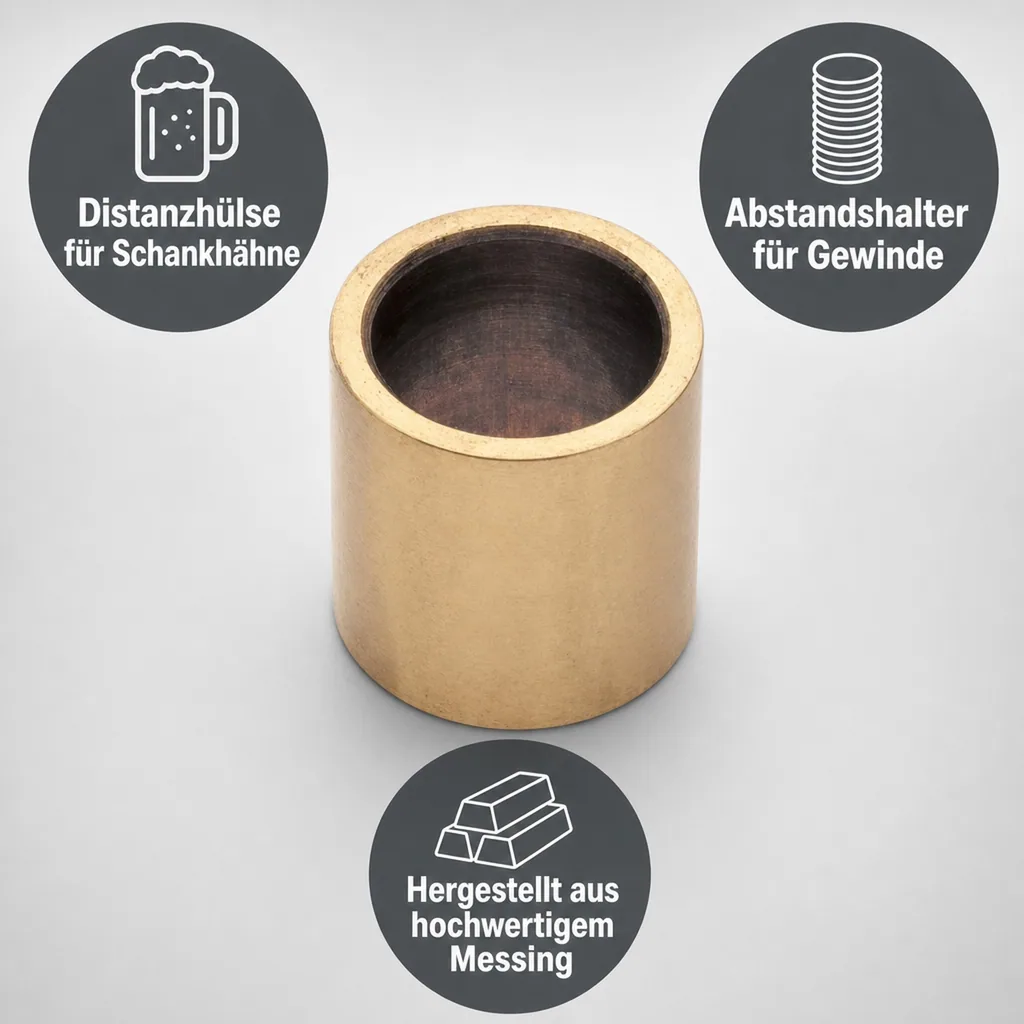 Distanzhülse, Abstandshalter, Abstandshülse- für Schankhahn, Gewinde, Messing, 20mm