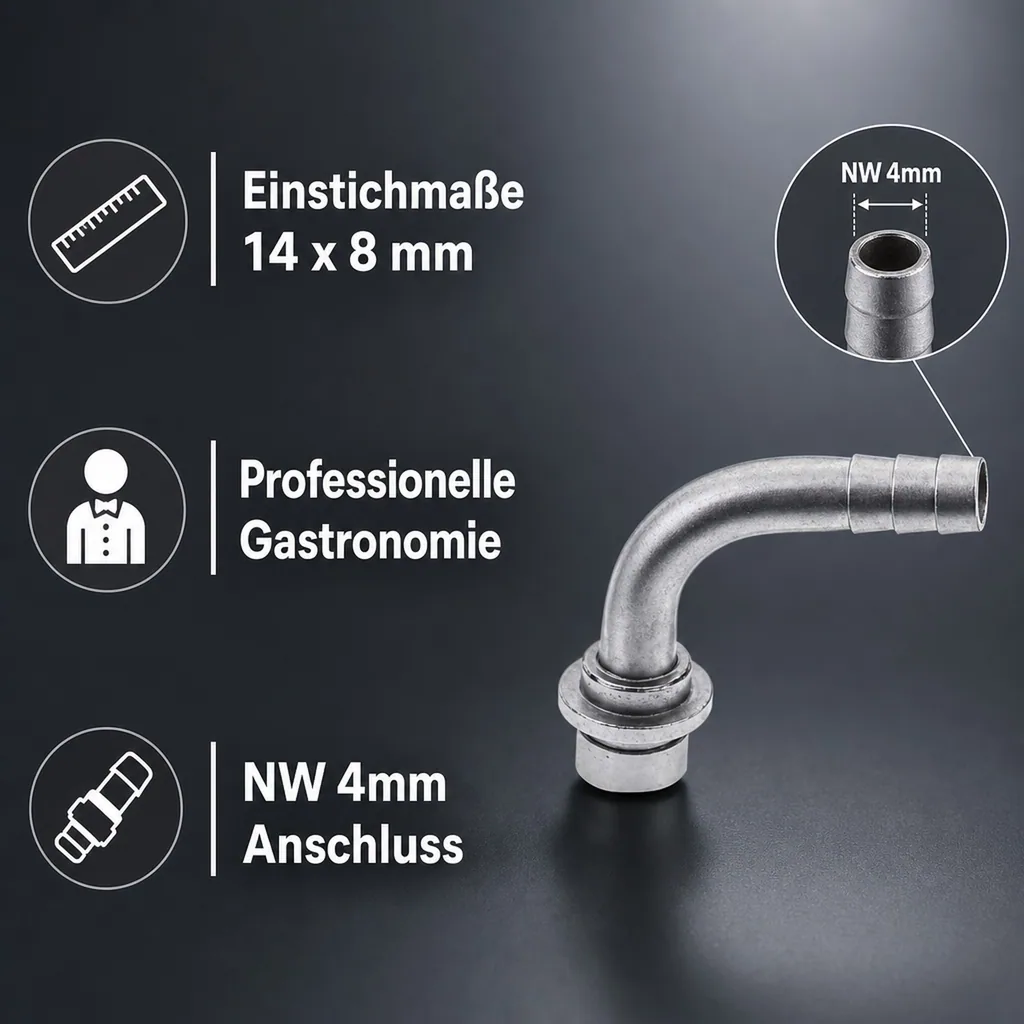 Bierschlauchtülle Gebogen CNS, NW 4mm