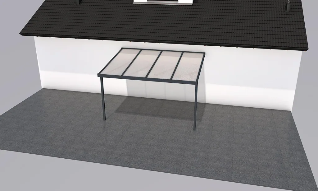 Terrassendach Premium, anthrazit, 4102 x 3060 mm - Polycarbonat Stegplatten 16 mm, weiß gestreift