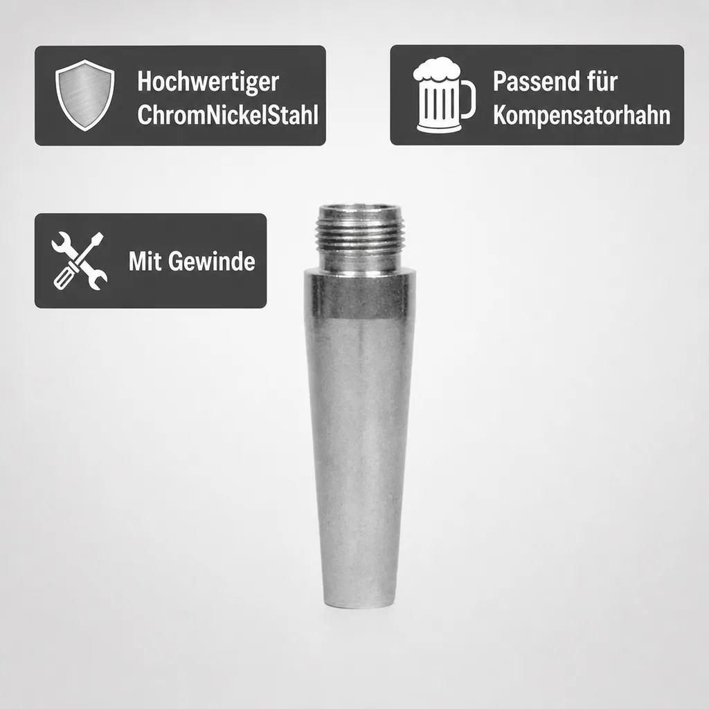 Auslaufstutzen, Auslauftülle für Kompensatorhahn ( Artikel ID: 71 und 832), CNS