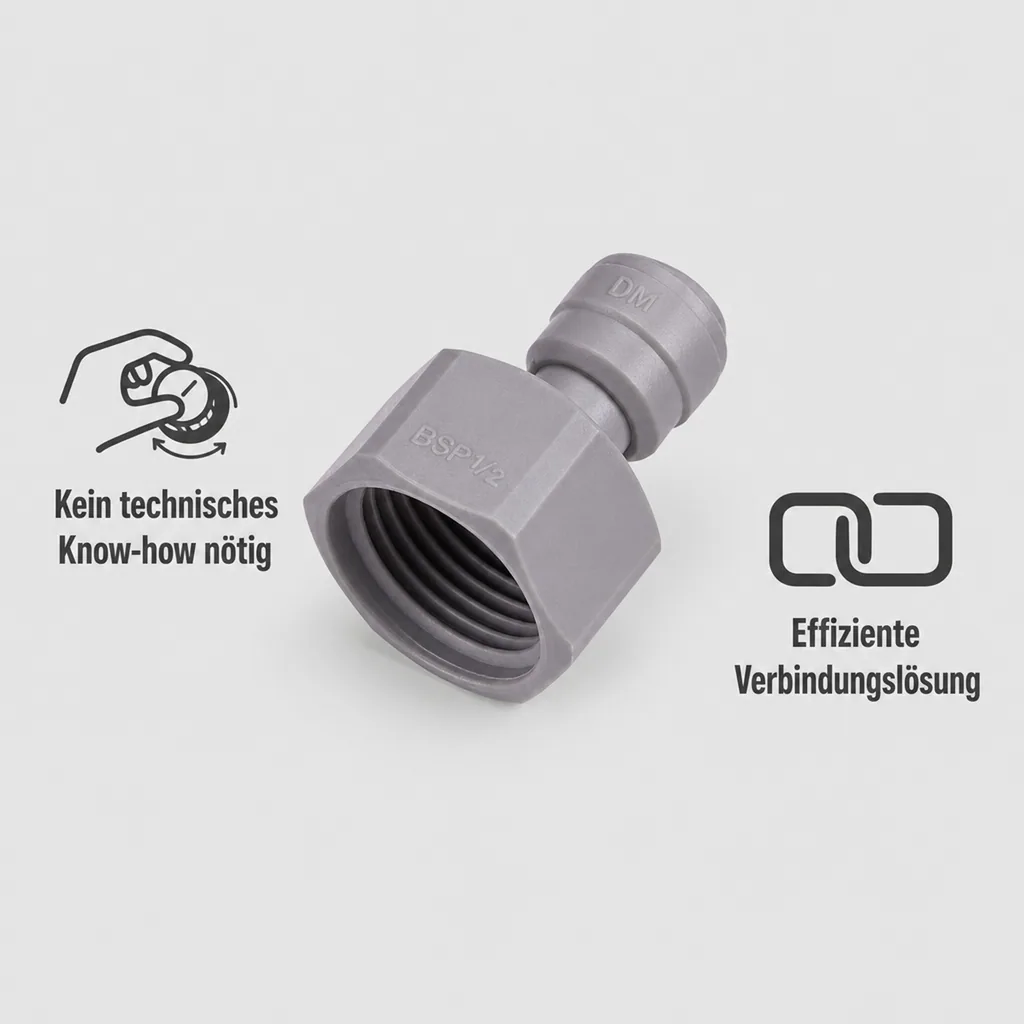 Schlauchadapter, Adapter 3/8" Aufschraub auf 1/2" Einsteck - Einfache & Sichere Verbindung