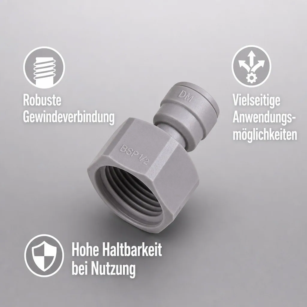 Schlauchadapter, Adapter 3/8" Aufschraub auf 1/2" Einsteck - Einfache & Sichere Verbindung