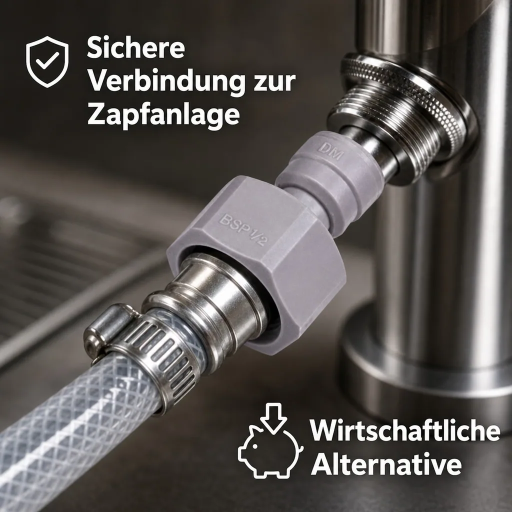Schlauchadapter, Adapter 3/8" Aufschraub auf 1/2" Einsteck - Einfache & Sichere Verbindung