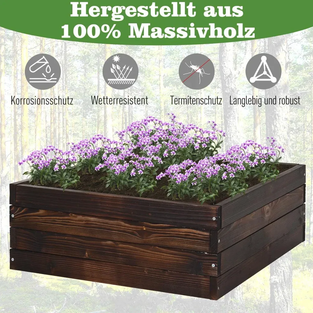 Quadratisches Hochbeet dunkelbraun