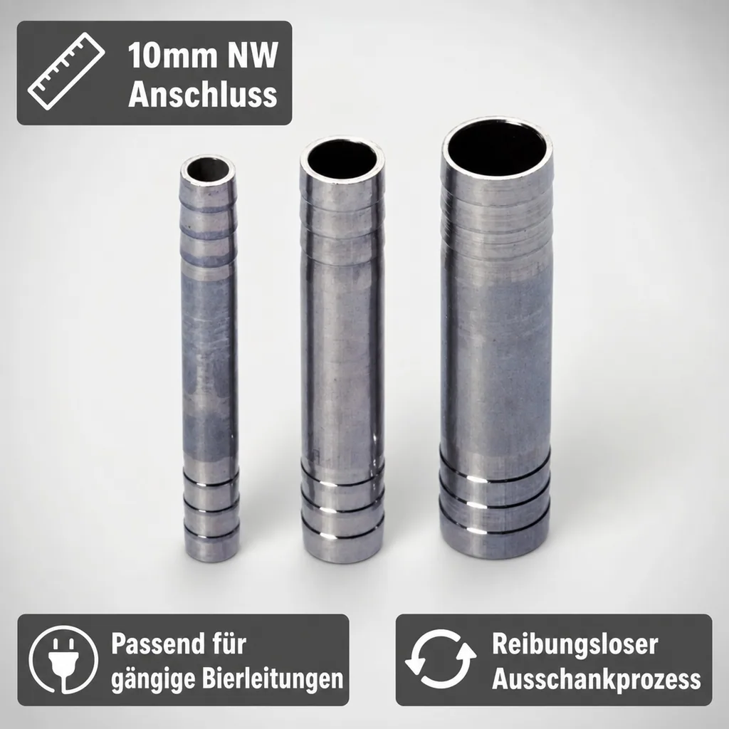 Doppel-Bierschlauchtülle CNS NW 10mm