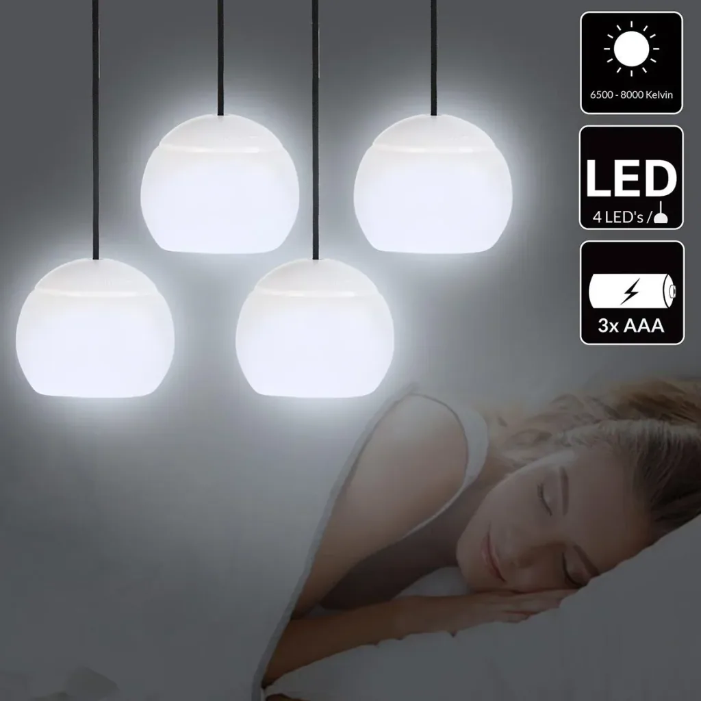 LED-Hängelampe - Außen- und Innenbeleuchtung - mit Haken - 4er-Set