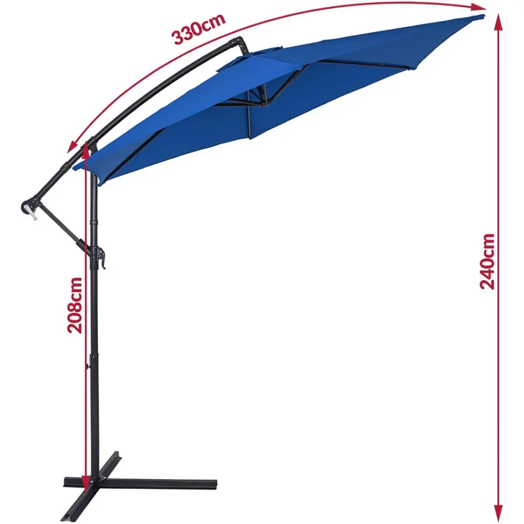 Sonnenschirm faltbar Aluminium blau Ø 330 cm UV-Schutz 40+