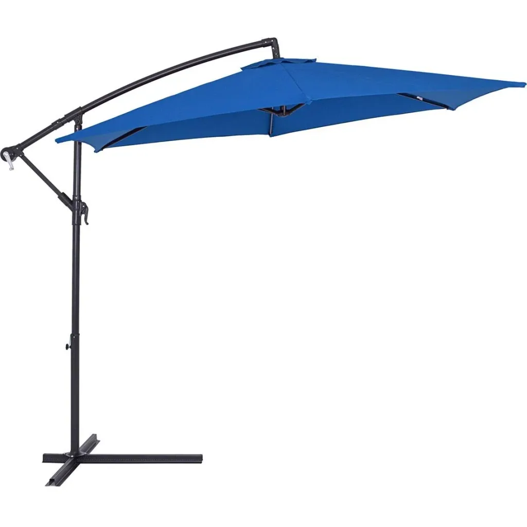 Sonnenschirm faltbar Aluminium blau Ø 330 cm UV-Schutz 40+