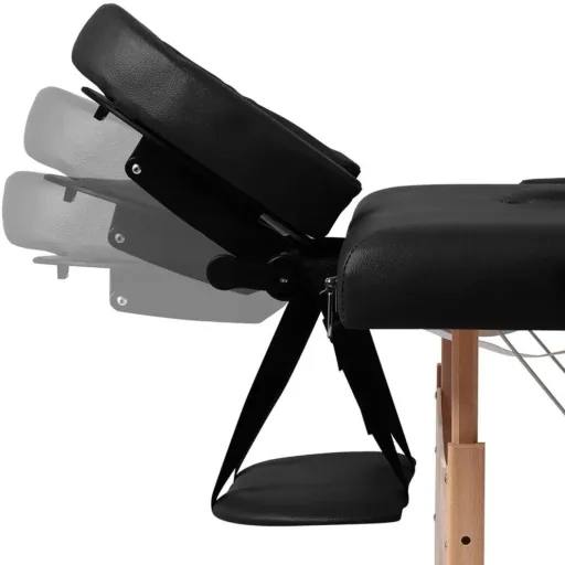 Klappbare Massageliege 2 Zonen mit Holzrahmen (schwarz)