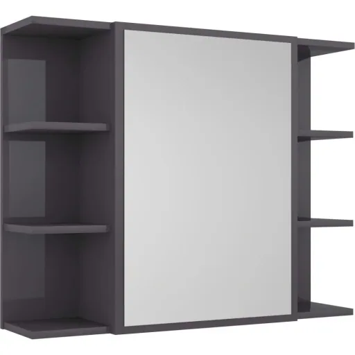 Badspiegelschrank 80x20,5x64 cm Spanplatte Hochglanz grau