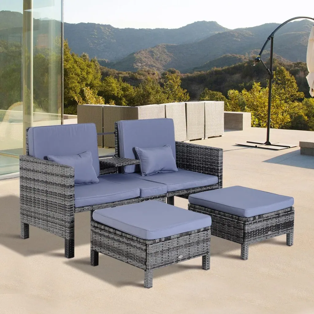 Rattan-Sitzgruppe als 3-teiliges Set
