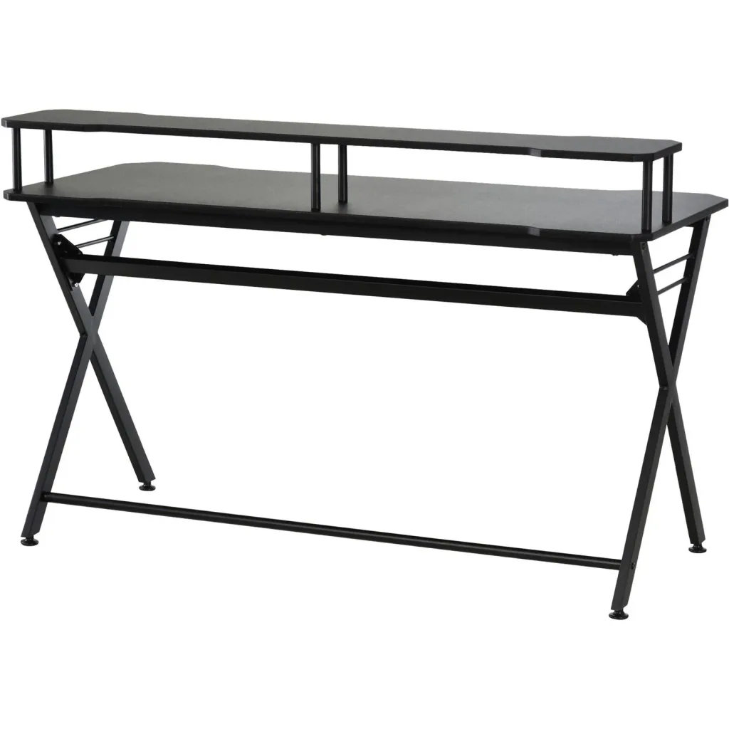 Schreibtisch mit Kopfhörerhaken, schwarz