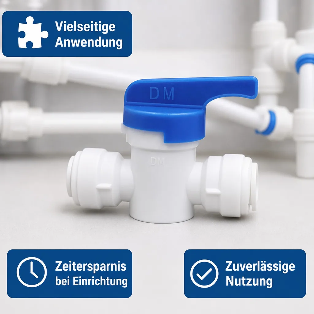 Absperrhahn, Absperrventil mit geradem Verbinder 3/8 Zoll