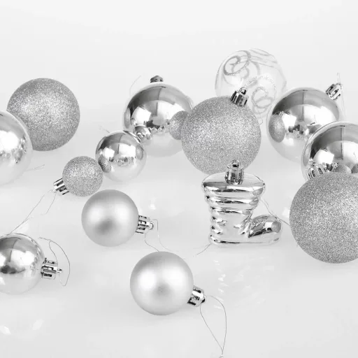 Weihnachtskugeln - 102 Stück - silber