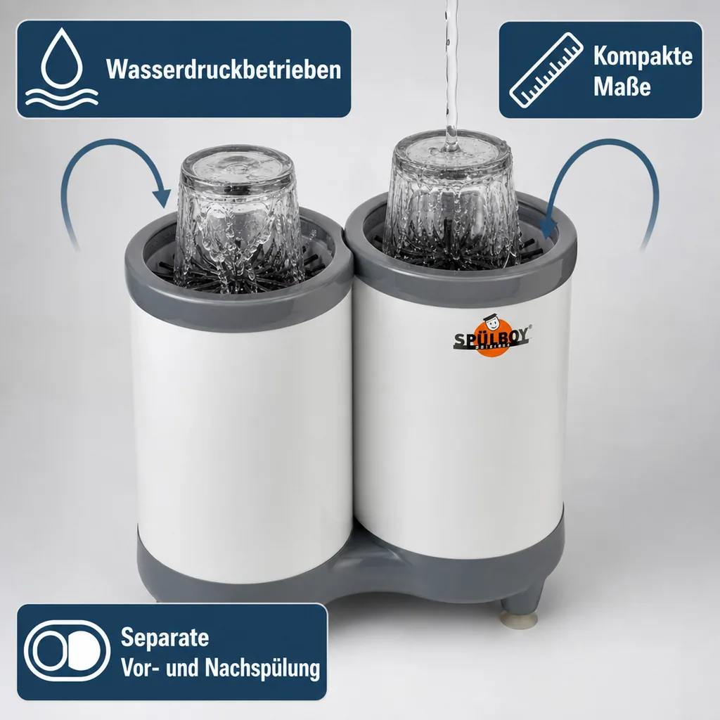 Gläserspüler, Gläserspülgerät - TWIN-GO-T, mit 2 - stufiger Teleskopnachspülung