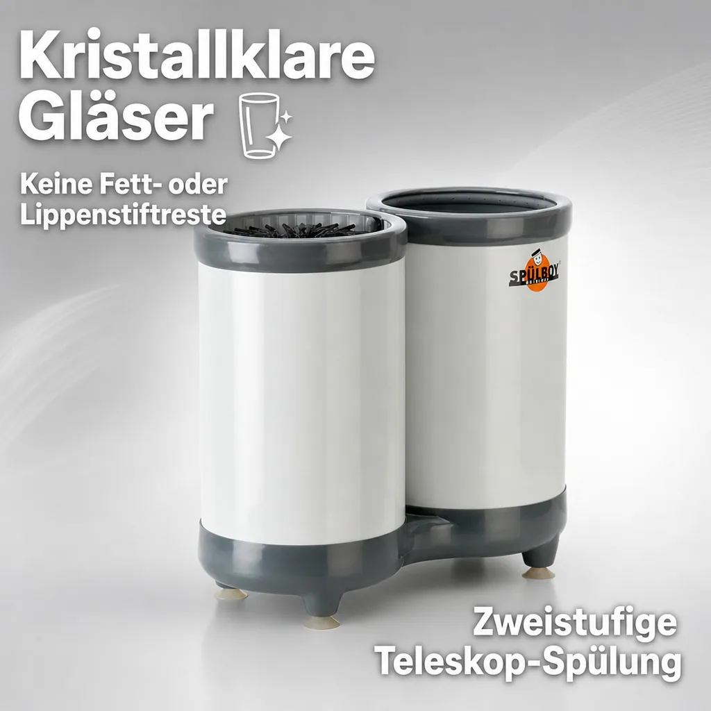 Gläserspüler, Gläserspülgerät - TWIN-GO-T, mit 2 - stufiger Teleskopnachspülung