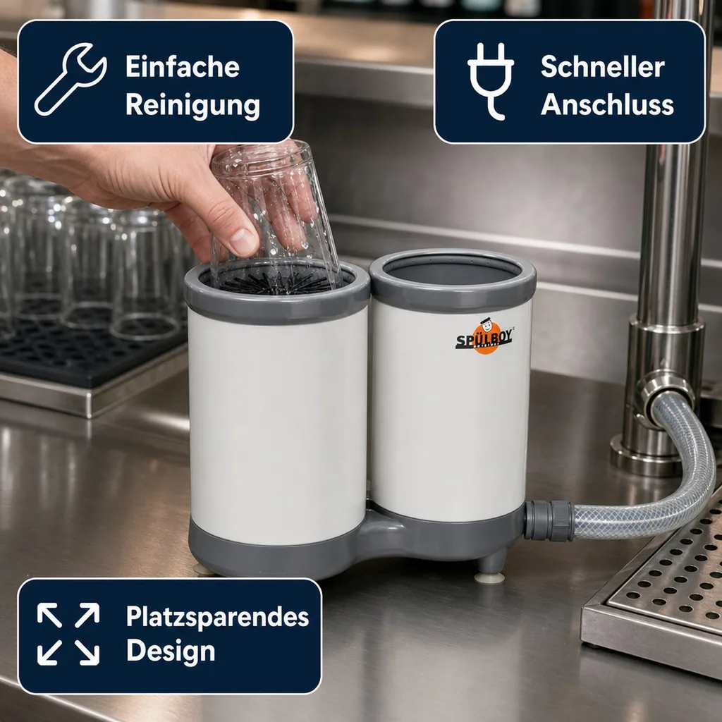 Gläserspüler, Gläserspülgerät - TWIN-GO-T, mit 2 - stufiger Teleskopnachspülung