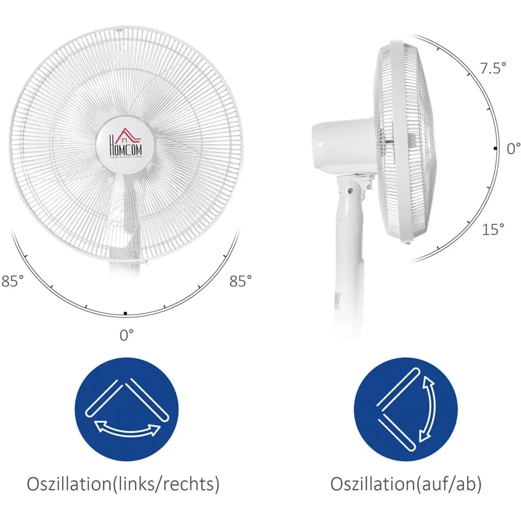 Standventilator mit 3 Belüftungsstufen schwarz/weiß