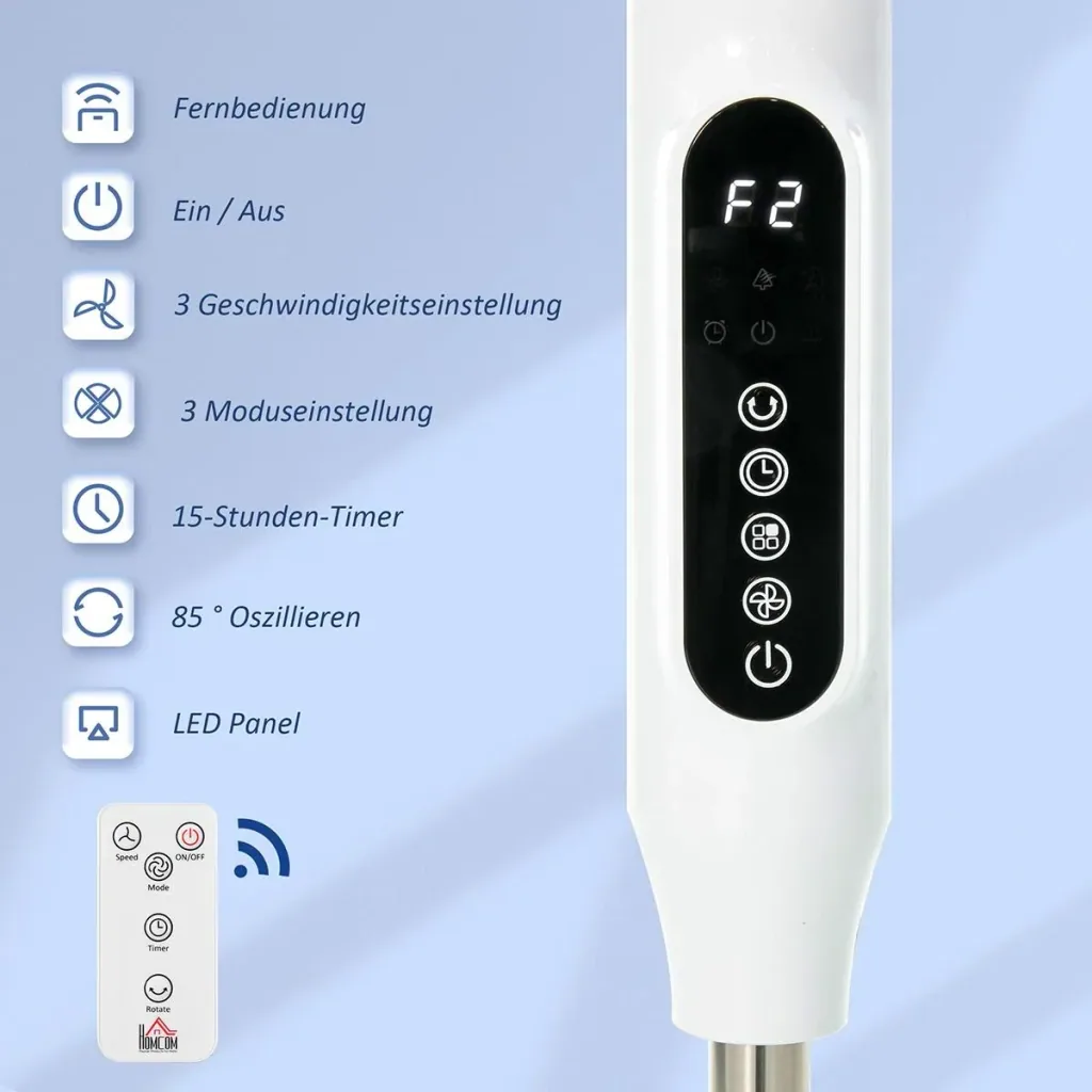 Standventilator mit 3 Belüftungsstufen schwarz/weiß