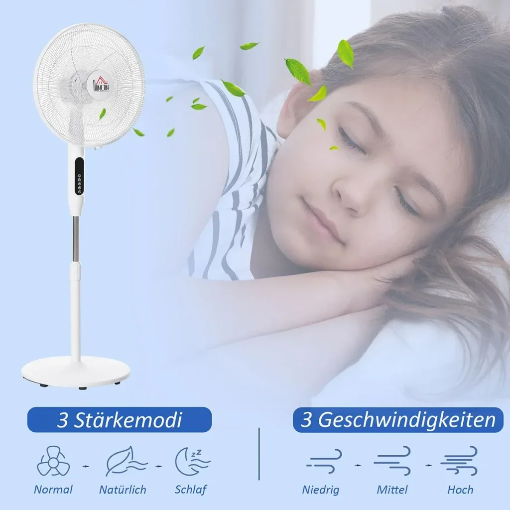 Standventilator mit 3 Belüftungsstufen schwarz/weiß