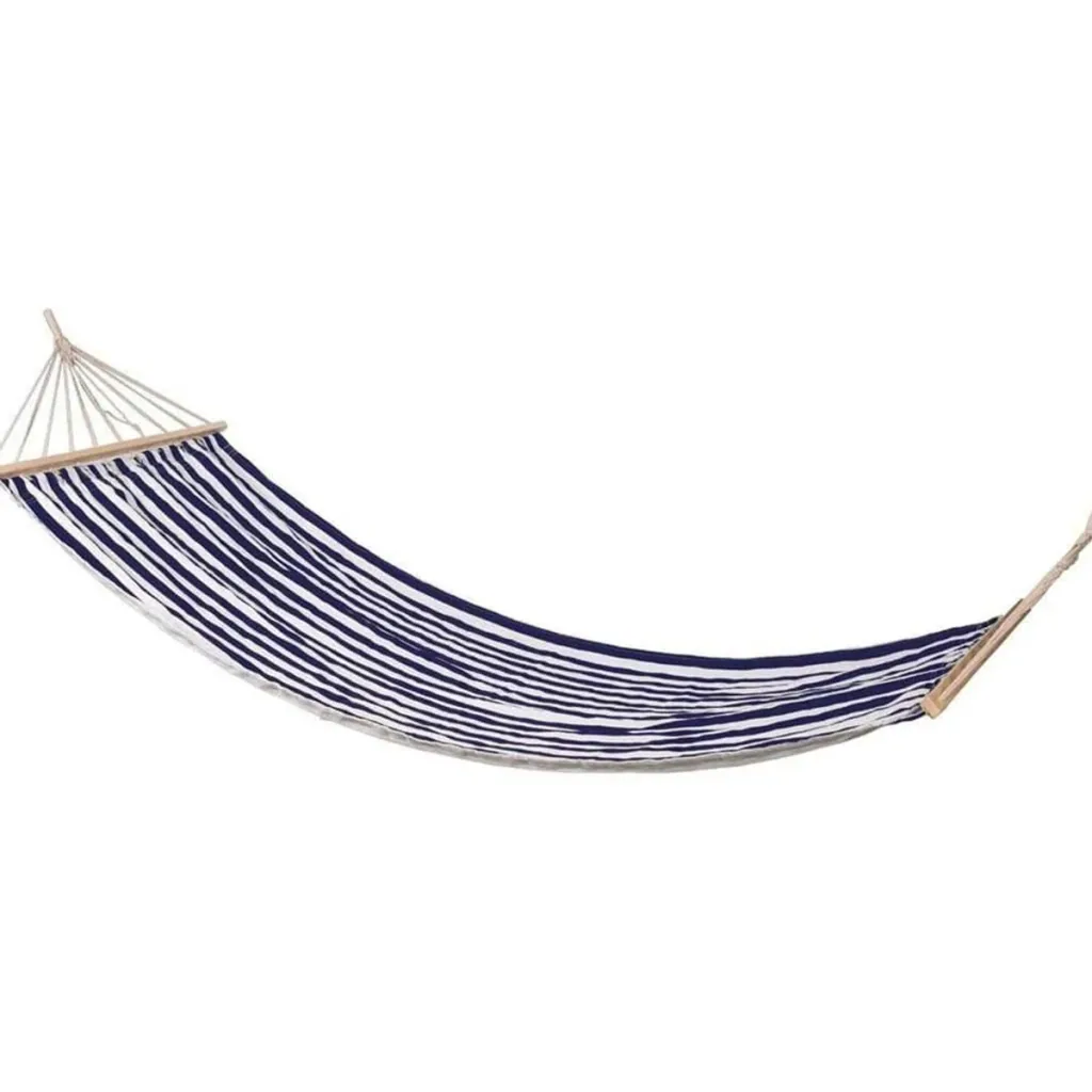 Hängematte / Hammock - 200 x 80 cm -White/Blue + INCL. Pro Garden Aufhängeset für Hängematte