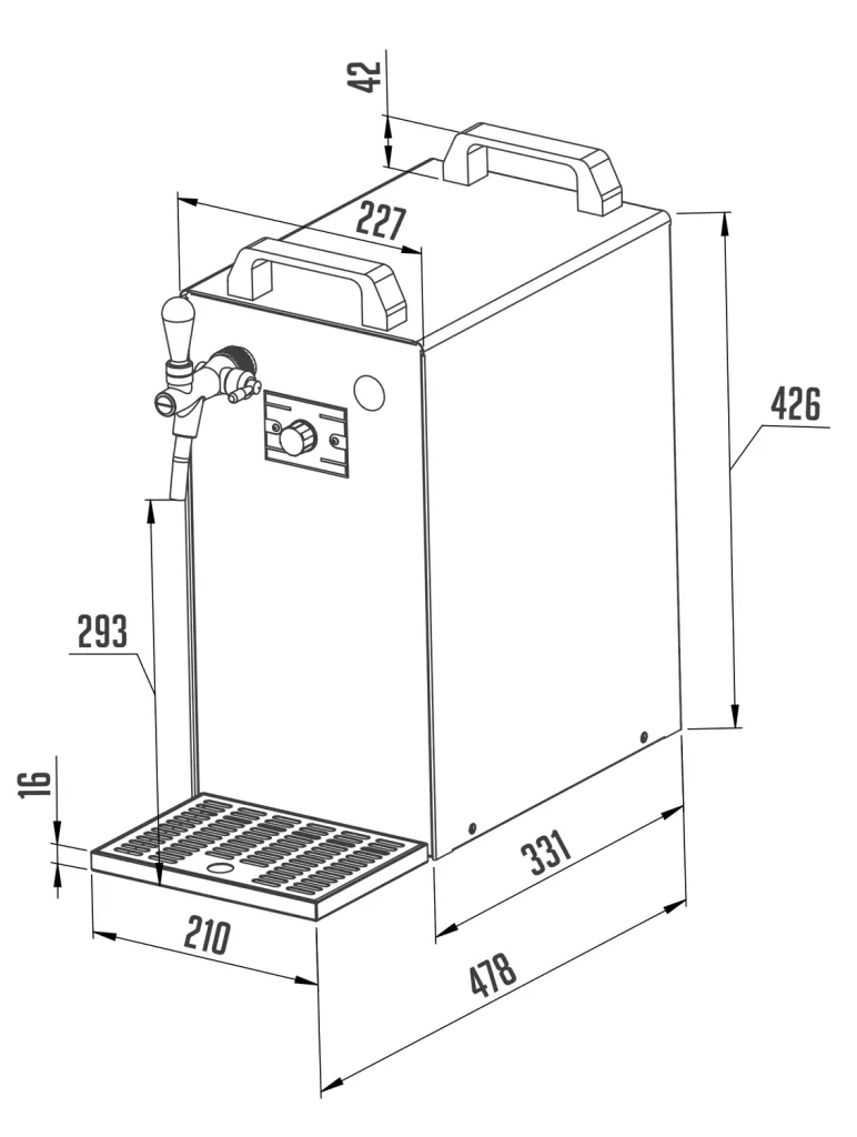 Zapfanlage K 40/K 1-leitig aus Edelstahl, 50 Liter/h, mit Membranpumpe, Bierzapfanlage, Green Line