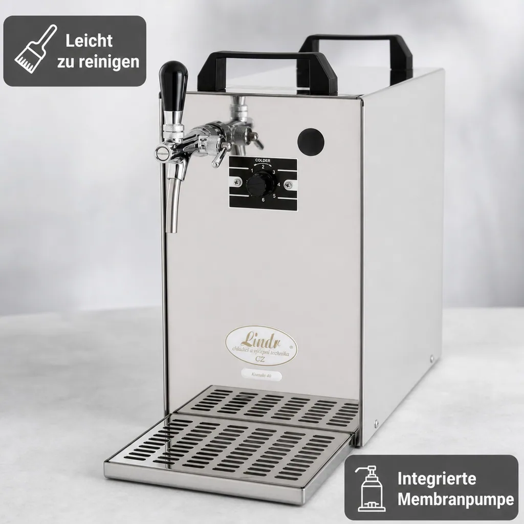Zapfanlage K 40/K 1-leitig aus Edelstahl, 50 Liter/h, mit Membranpumpe, Bierzapfanlage, Green Line