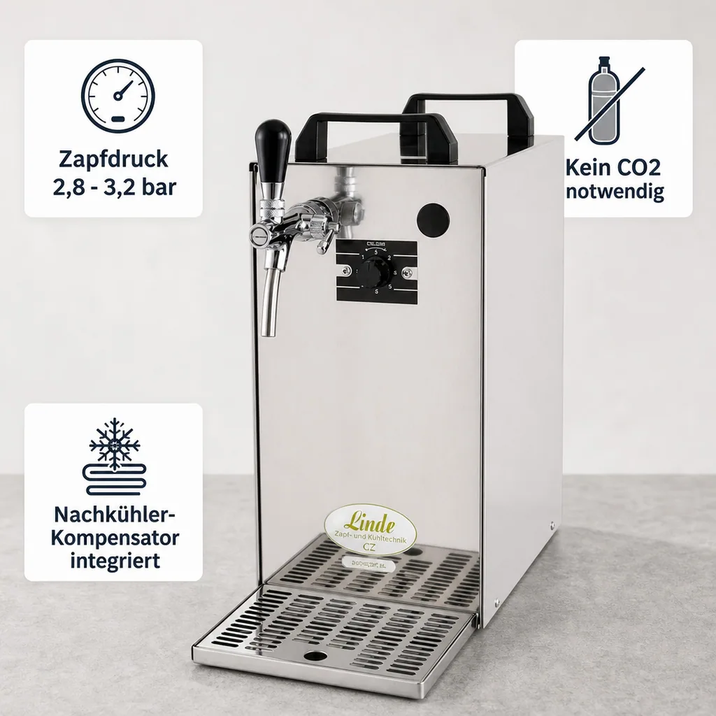 Zapfanlage K 40/K 1-leitig aus Edelstahl, 50 Liter/h, mit Membranpumpe, Bierzapfanlage, Green Line