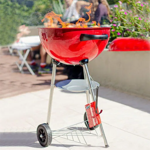 BBQ Holzkohlegrill auf Rädern - 47x76 cm - Edelstahl - Rot