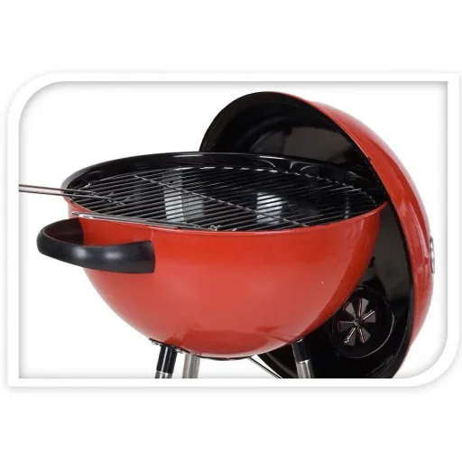 BBQ Holzkohlegrill auf Rädern - 47x76 cm - Edelstahl - Rot