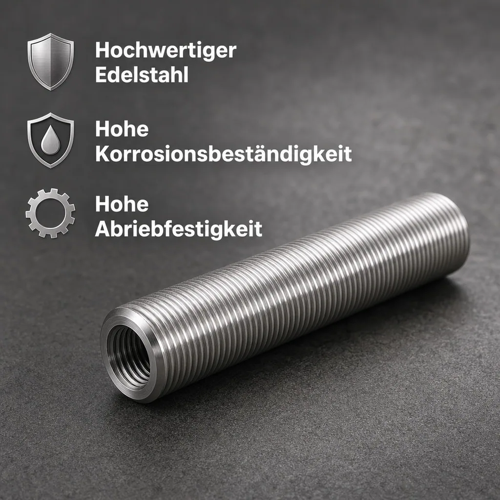 Gewindestutzen, Gewinderohre - mit beidseitigem Einstich, G 5/8“ , Innen Ø 10mm, L=40 mm, Edelstahl
