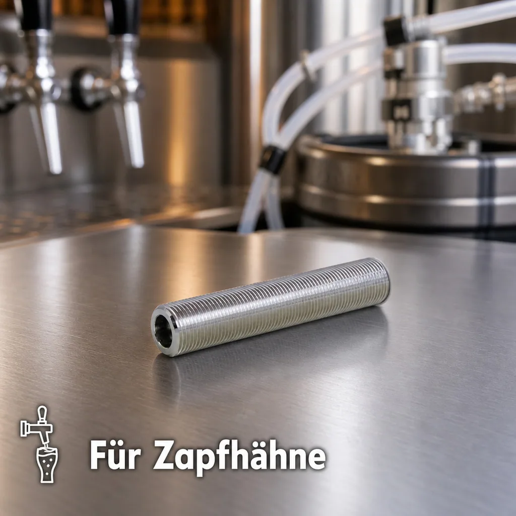 Gewindestutzen, Gewinderohre - mit beidseitigem Einstich, G 5/8“ , Innen Ø 10mm, L=40 mm, Edelstahl
