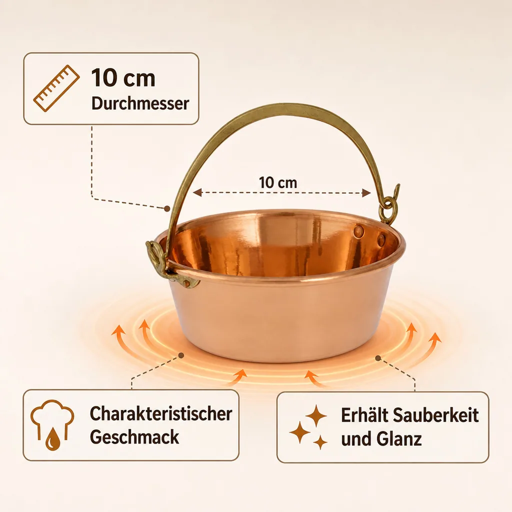 Topf - zum Kochen von Schweinefleisch, Kupfer, Durchmesser: 10 cm