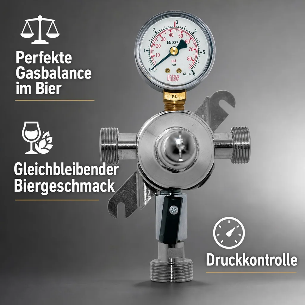 Druckminderer, Zwischendruckregler für CO2, N2 und Mischgas (Bier) 3bar