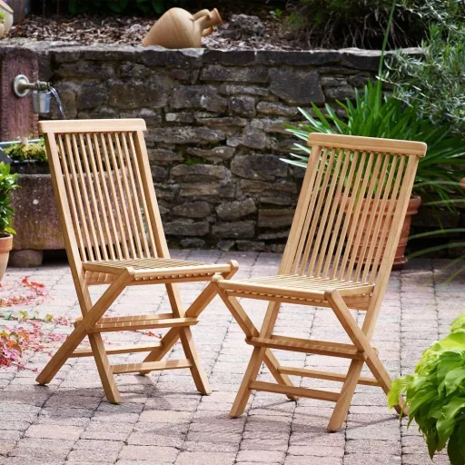 Klappbarer Gartenstuhl 2 Stück - Teak - 46,5x59x92 cm