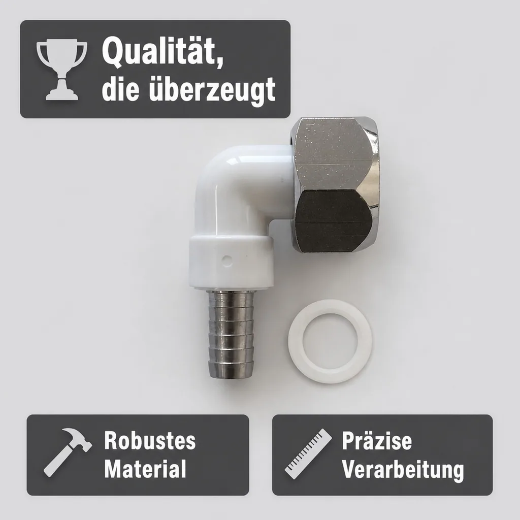 Winkelverschraubung CNS 90° für Bierschlauch 5/8 Zoll, NW 7mm